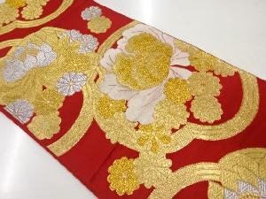 アンティーク　牡丹に菊模様織出し袋帯（材料）